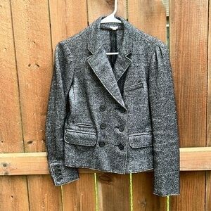 J. Crew Blazer Cropped Raw Hem Charcoal Gray Sz 4